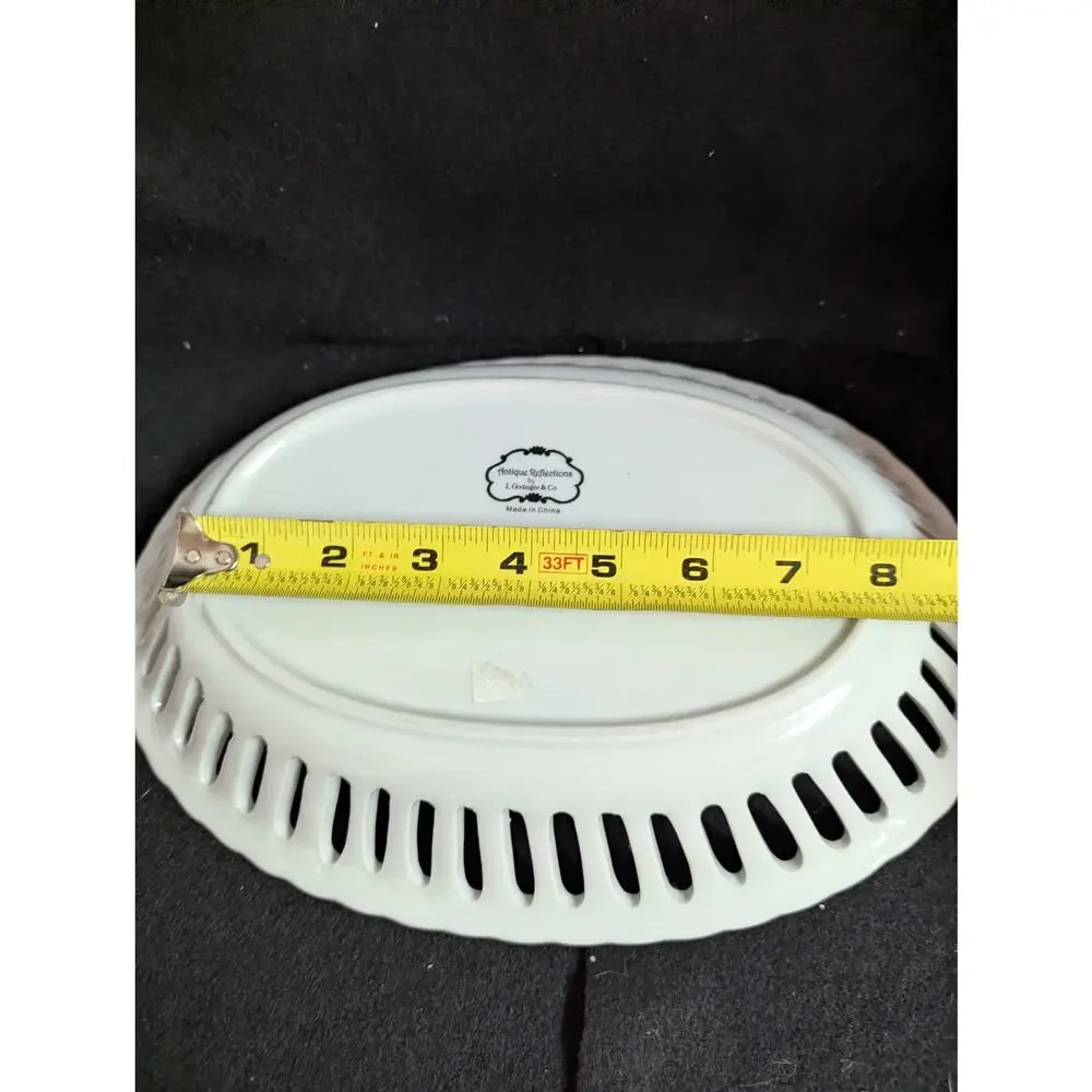 Godinger Antique Reflections White Ceramic Reticulated Oval Platter